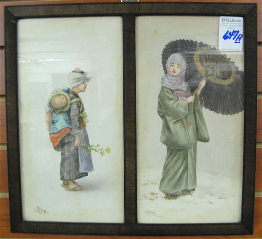 Appraisal: TAKAHISA RYUKO WATERCOLOR ON PAPER a diptych Japan - Older