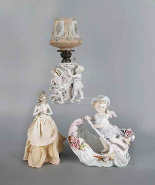 Appraisal: Two small boudoir lamps h and h together with a