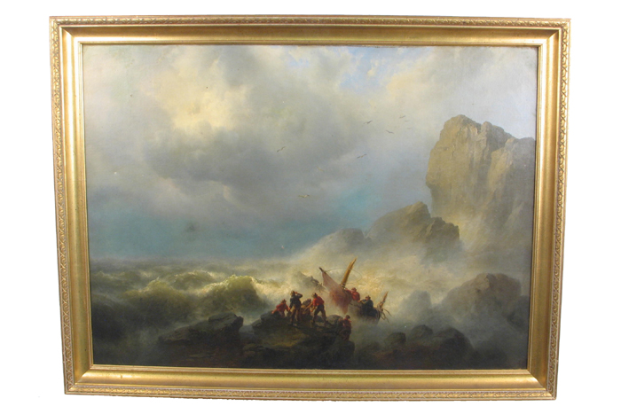 Appraisal: AMERICAN SCHOOL early th century Oil on canvas Seascape with