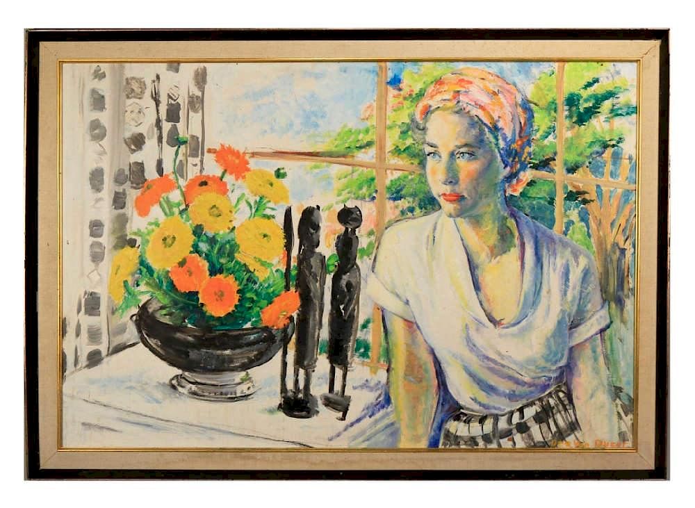 Appraisal: Delores Van Duzer - Portrait of a Woman with African