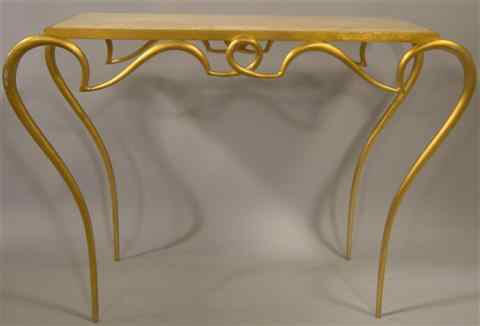 Appraisal: FRENCH ART DECO STYLE IRON AND MARBLE CONSOLE TABLE PURCHASED