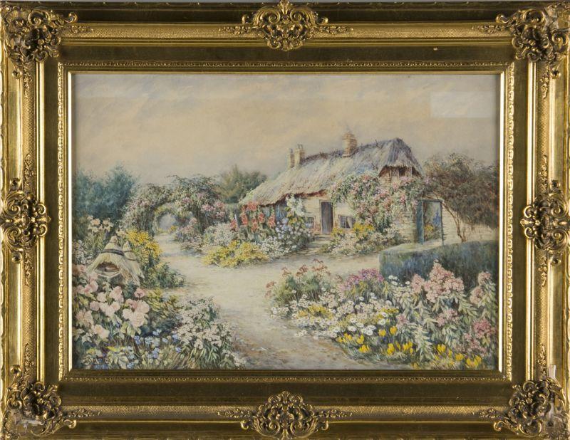 Appraisal: Joan Stannard Br - Cottage Garden watercolor and whitening on