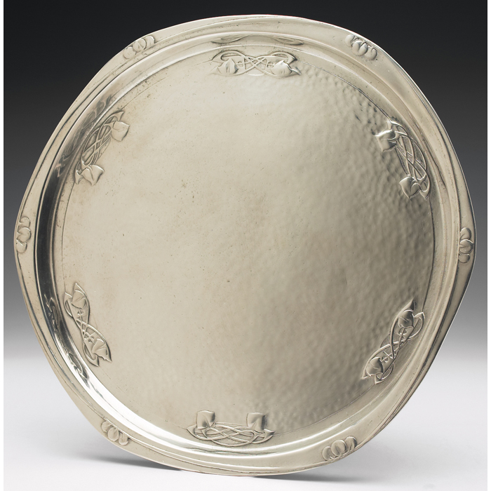 Appraisal: Liberty Co tray by Archibald Knox round form in polishedpewter