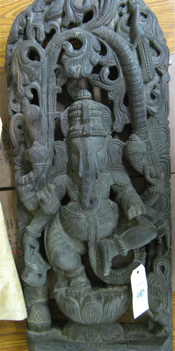 Appraisal: AN EAST INDIAN WOOD SCULPTURE Ganesha a zoomorphic Hindu elephant