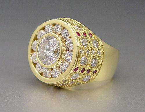 Appraisal: WOW CTW DIAMOND GENTS RING WITH CT CENTER Custom made