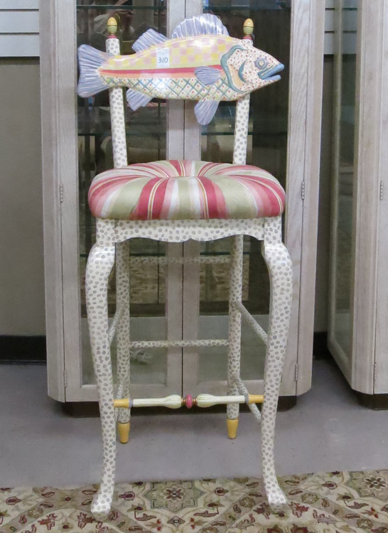 Appraisal: MACKENZIE-CHILDS FRECKLE FISH COUNTER STOOL MacKenzie-Childs Ltd Aurora New York