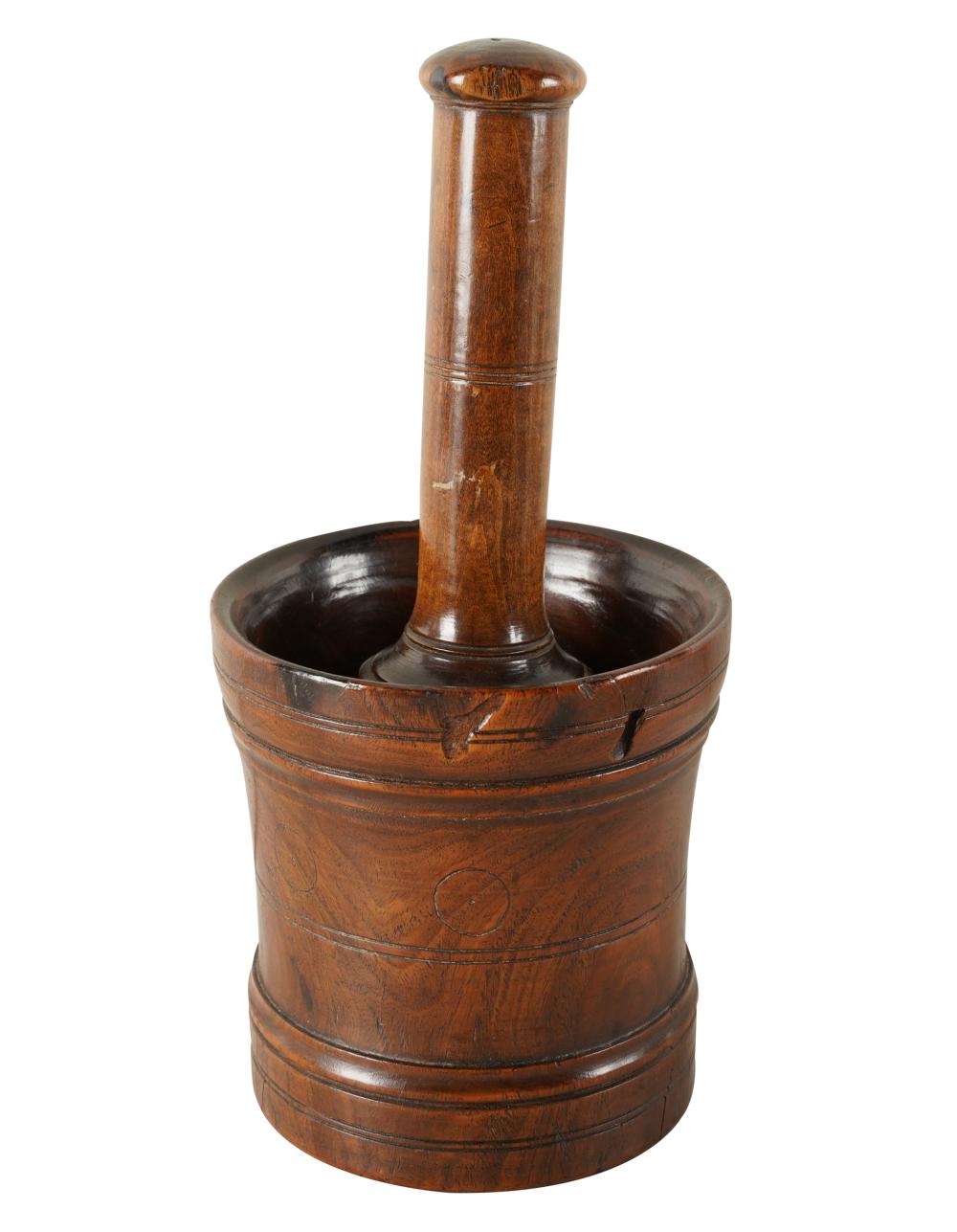 Appraisal: ENGLISH CARVED WOOD MORTAR PESTLEProvenance The Estate of Barry Tarlow