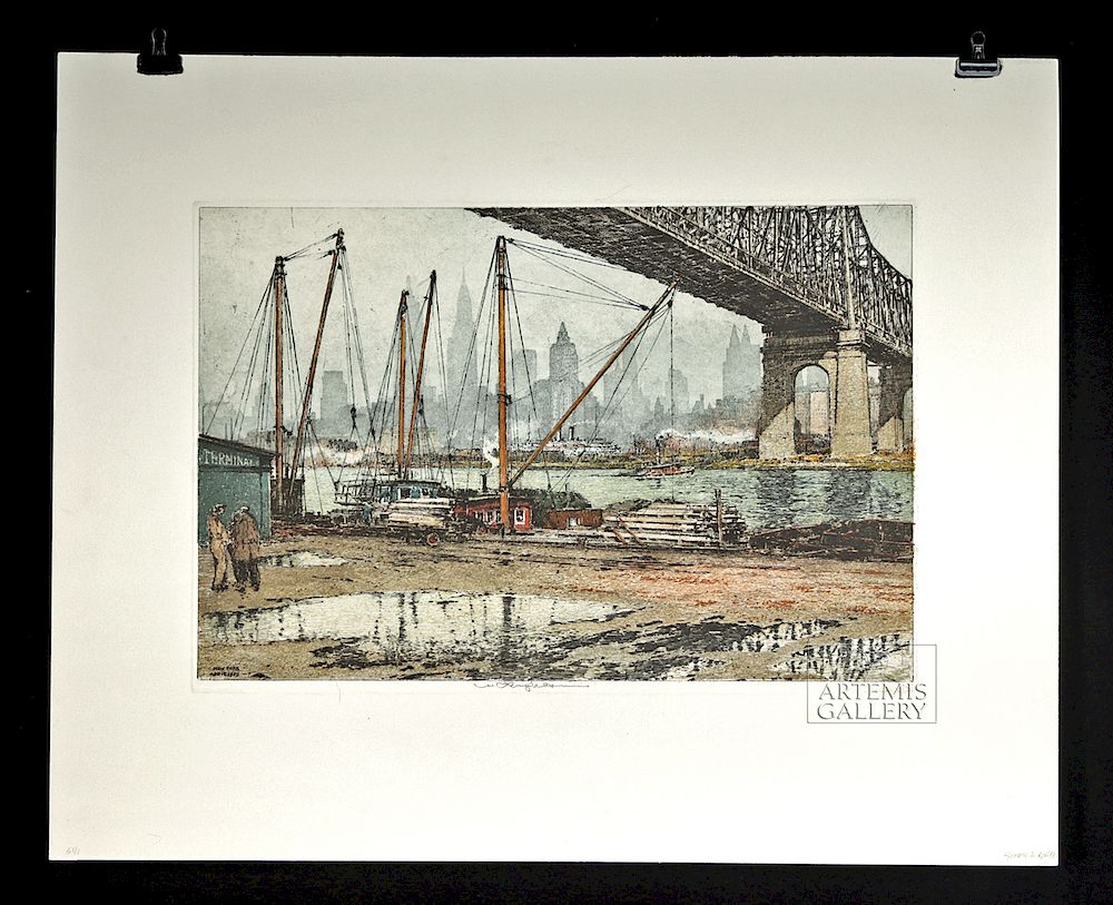 Appraisal: Luigi Kasimir Etching - Queensborough Bridge Luigi Kasimir - New