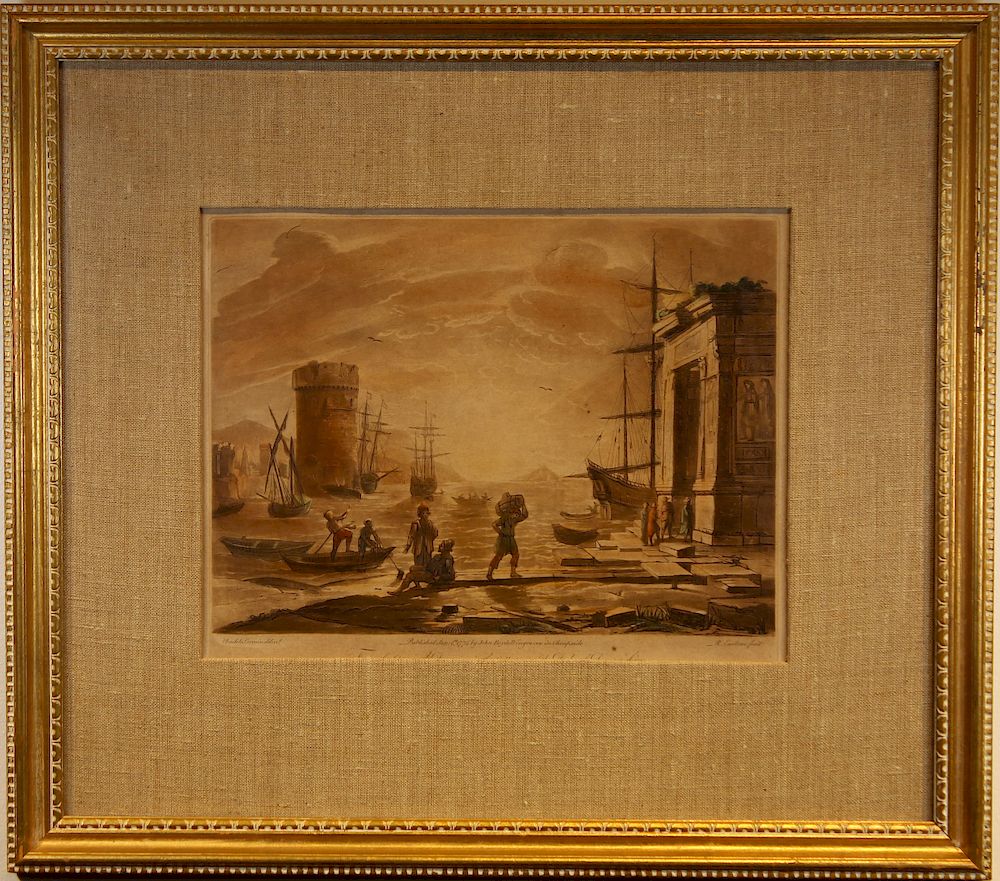 Appraisal: Framed Claude Lorrain Hand Colored Engraving Framed Claude Lorrain Hand