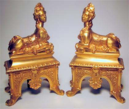 Appraisal: Pair of French gilt bronze chenets early th century