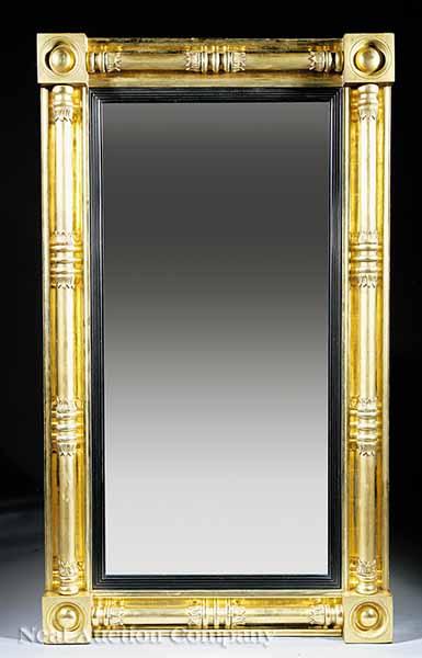 Appraisal: An American Classical Giltwood Pier Mirror early th c turned