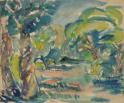 Appraisal: Olga Chomnak German th Century Modern landscape Watercolor on paper