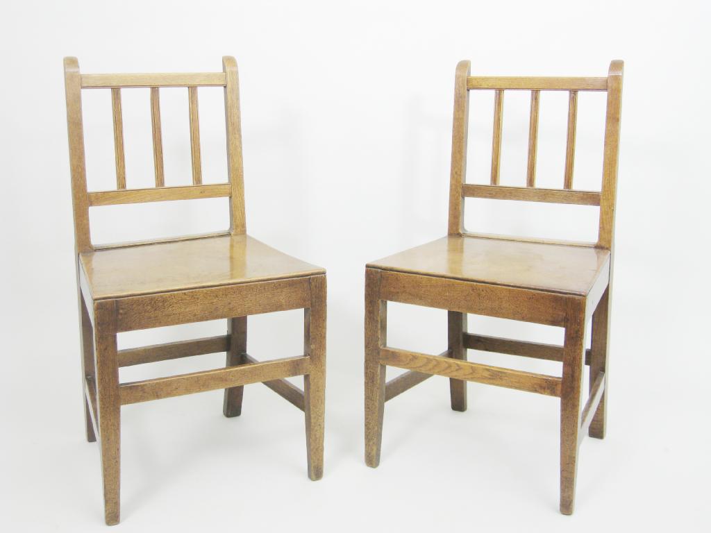 Appraisal: Set of six th Century oak Dining Chairs with reeded