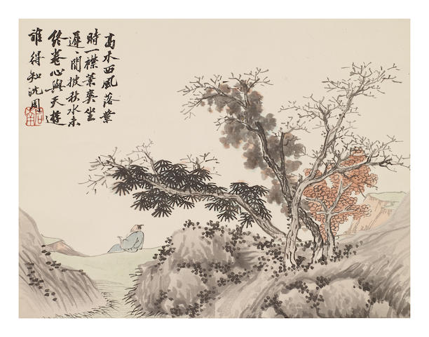 Appraisal: A Chinese woodblock print after Shen Zhou by Rongbao Studiohanging