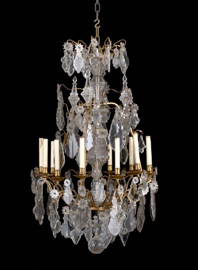 Appraisal: Opulent French Gilt-Brass and Cut Glass Twelve-Light Chandelier second quarter