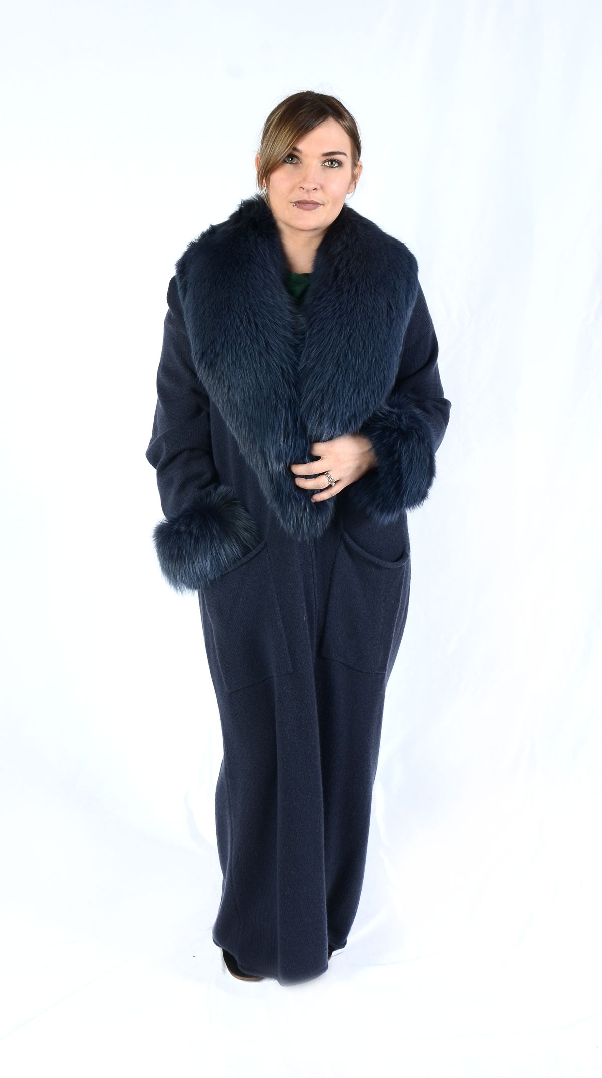 Appraisal: BUONUOMO NY MILAN WOOL COAT WITH BLUE FOX TRIM Luxurious