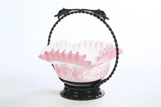 Appraisal: BRIDE'S BOWL AND FRAME The bride's bowl has pink cameo