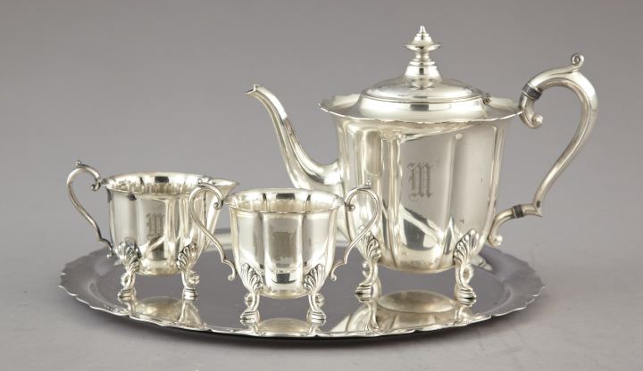 Appraisal: Four-Piece Meriden Silverplate Early American Tea Service second quarter th