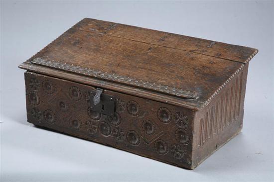 Appraisal: BIBLE BOX English late th-early th century oak Carving wrought