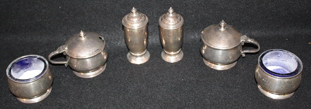 Appraisal: A SILVER SIX PIECE CONDIMENT SET comprising two salt cellars