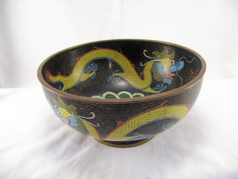 Appraisal: Cloisonne Bowl w Dragon Design Two image dragon design on