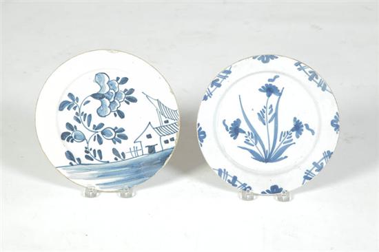 Appraisal: TWO DELFT PLATES England th century White tin glaze with