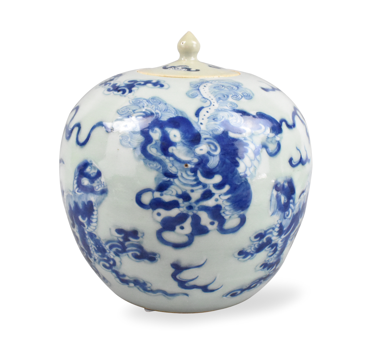 Appraisal: A Chinese celadon with blue and white jar with cover