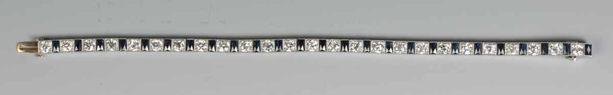 Appraisal: Tiffany Co Platinum Diamond Sapphire Tennis Bracelet Diamonds approx ct