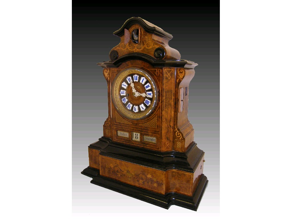 Appraisal: Fine rare and imposing Black Forest double fusee walnut veneered