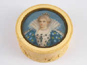 Appraisal: A large late th century ivory circular box with hinged