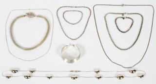 Appraisal: STERLING SILVER NECKLACES AND BRACELETS PIECES STERLING SILVER NECKLACES AND