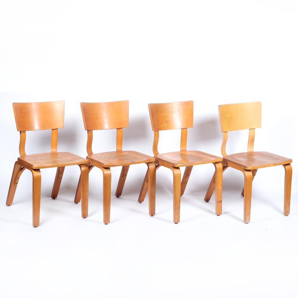 Appraisal: FOUR THONET NEW YORK MID CENTURY BENTWOOD CHAIRS SIGNED ON