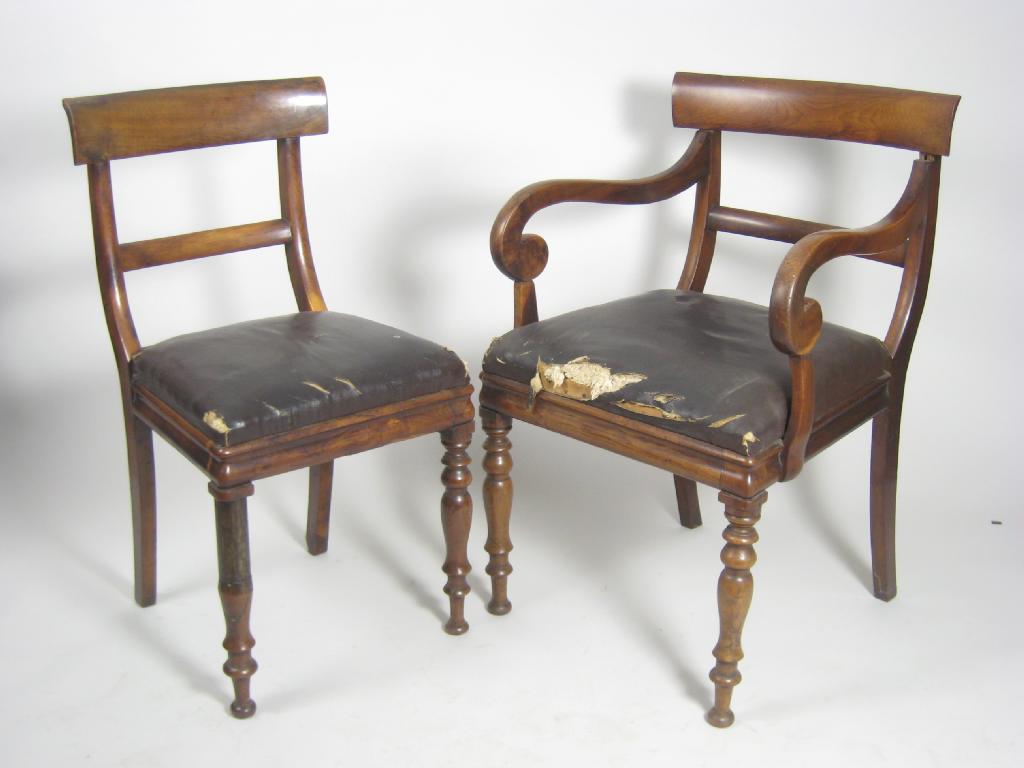 Appraisal: A Set of eight William IV yew-wood Dining Chairs having