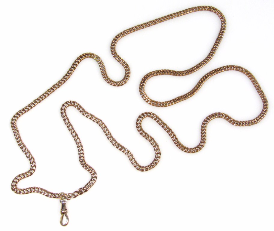 Appraisal: A long guard chain with rope twist links unmarked yellow