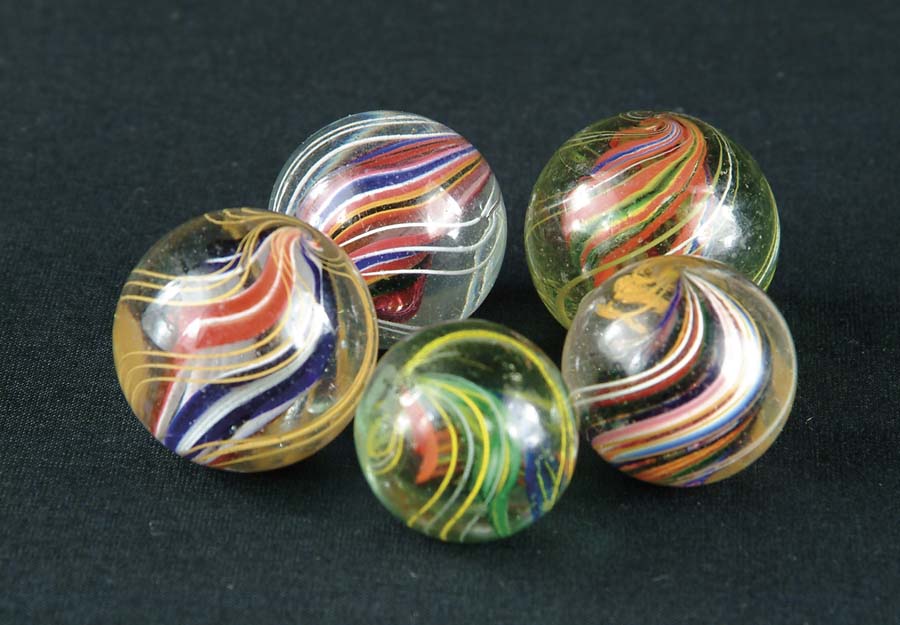 Appraisal: LOT OF RIBBON CORE SWIRL MARBLES marble is red white