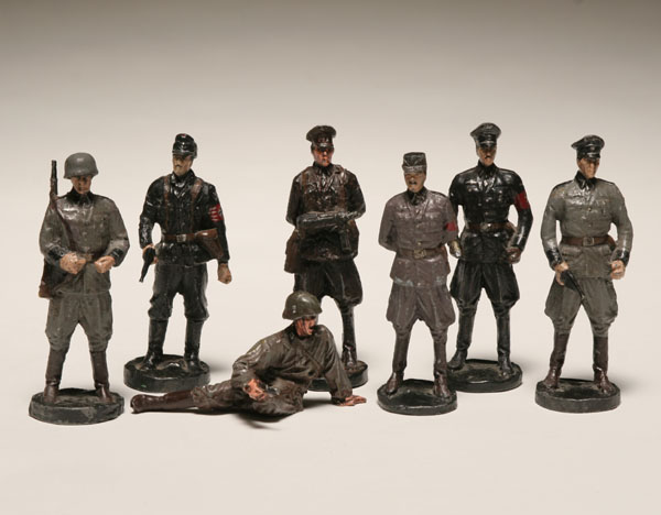 Appraisal: Cast lead WWII German toy soldiers seven assorted figures various