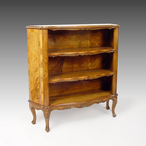 Appraisal: SMALL ITALIAN OR FRENCH BURL VENEER BOOKCASE Sculptural inlay of