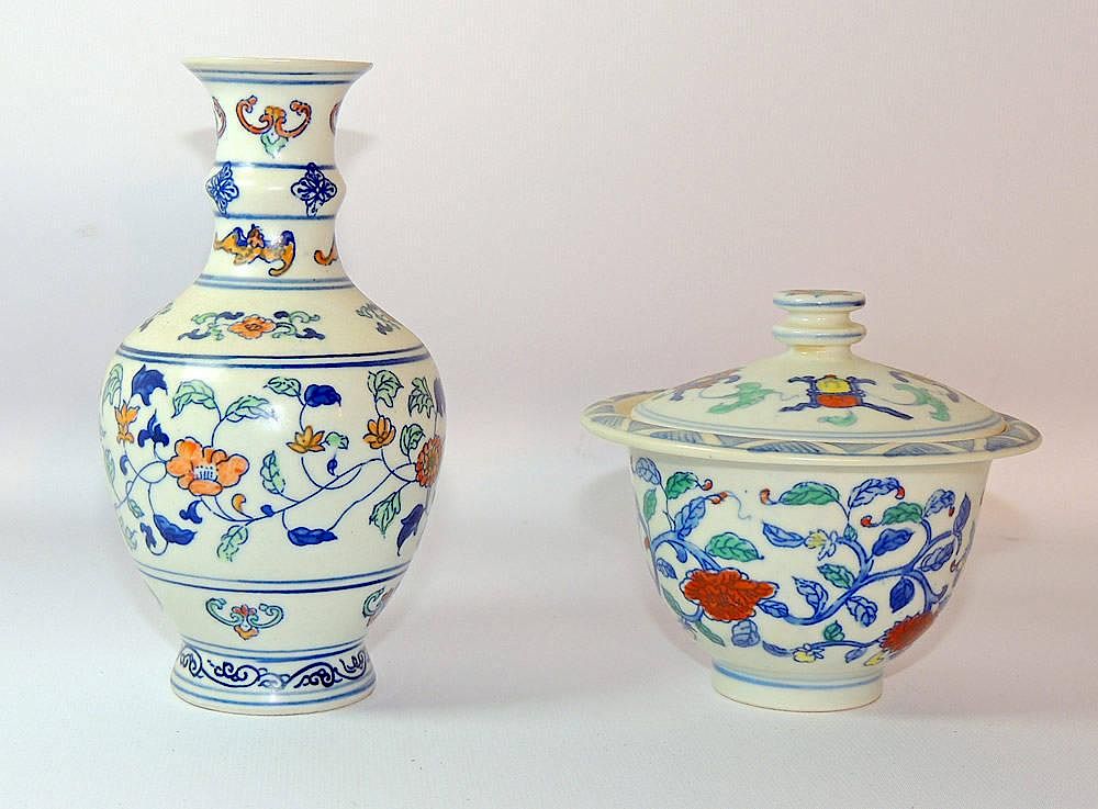 Appraisal: Two Pieces of Doucai Porcelain Two pieces of Doucai porcelain