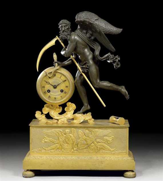 Appraisal: MANTEL CLOCK CHRONOS Restauration Paris circa Matte and polished gilt