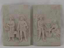 Appraisal: A pair of marble plaques of peasant couples one of