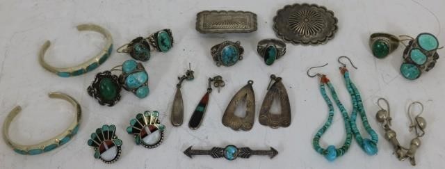 Appraisal: PCS OF STERLING AND TURQUOISE NAVAJO JEWELRYTO INCLUDE TURQUOISE INLAID