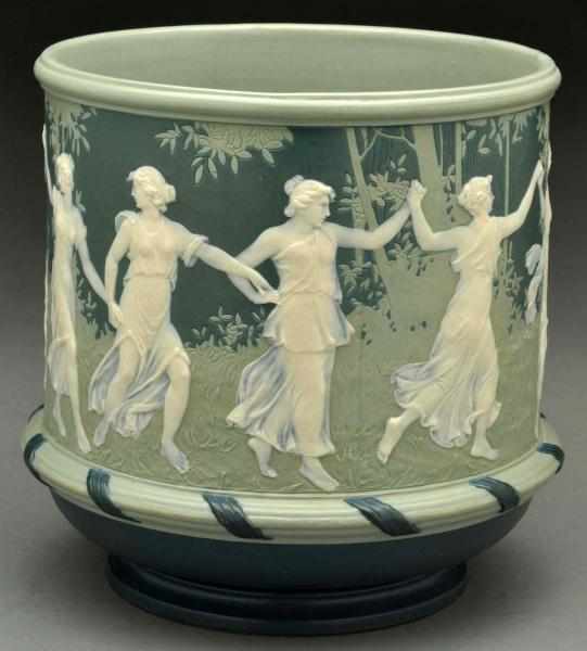 Appraisal: Mettlach Pottery Vase or Jardiniere Number Depicts women dancing in