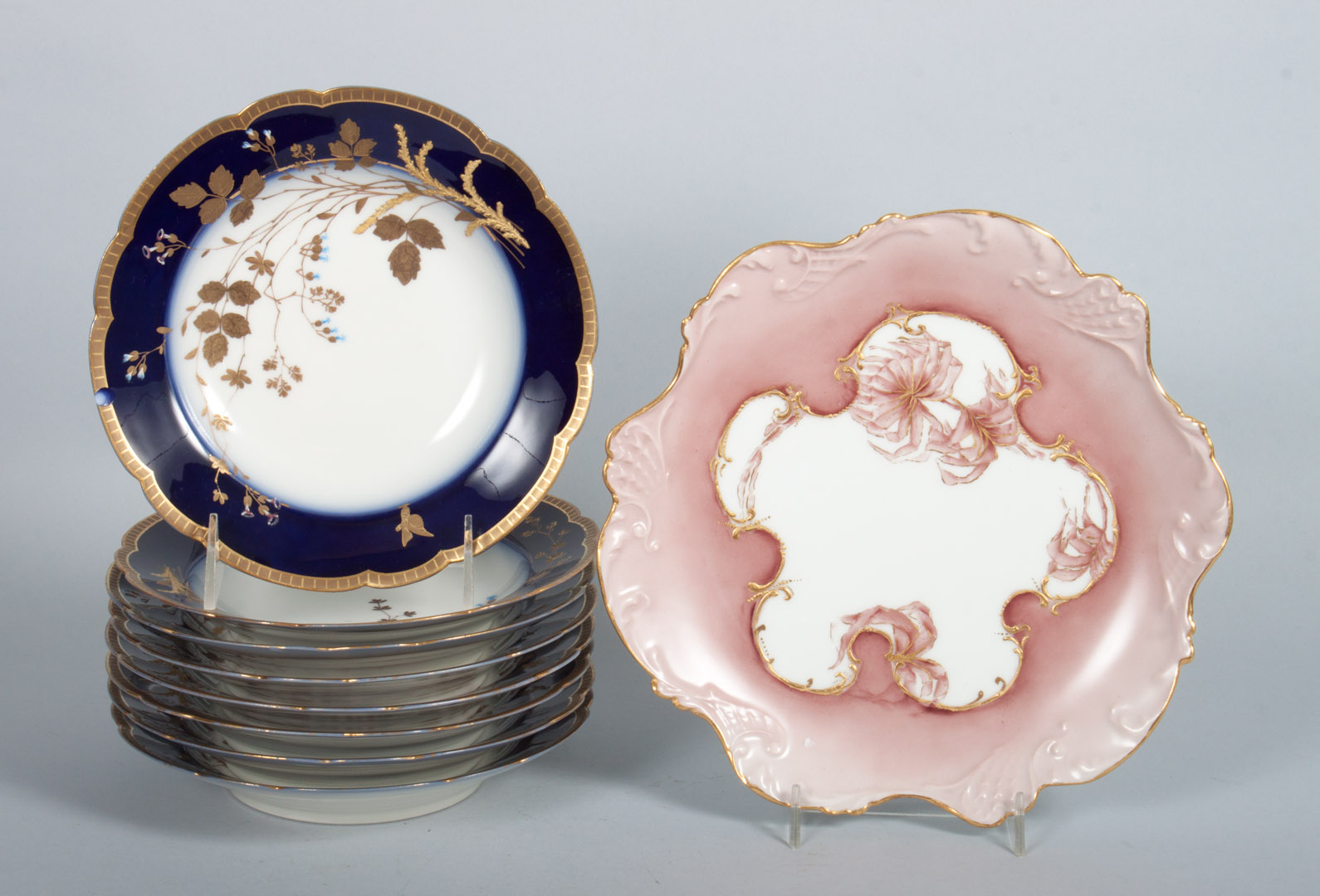 Appraisal: Eight Limoges dessert plates late th century decorated in the