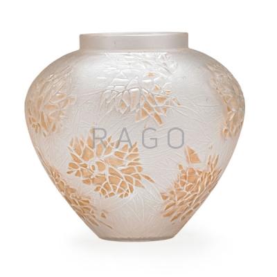 Appraisal: LALIQUE Esterel vase frosted with sepia patina Condition Report