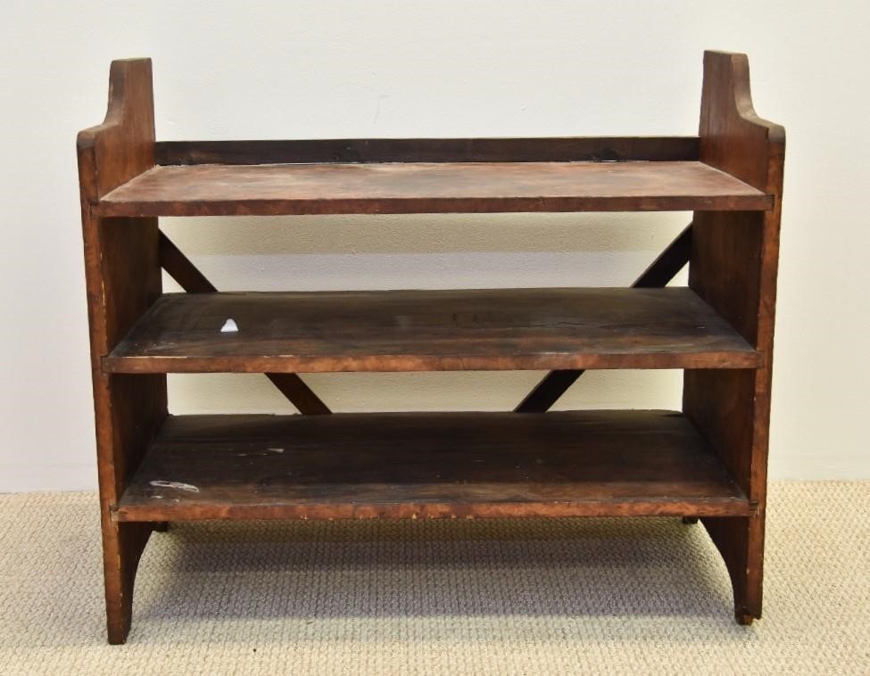 Appraisal: Pine bucket bench with shaped sides circa h x w