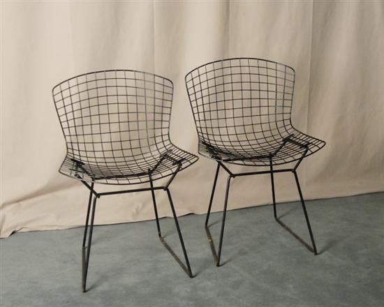 Appraisal: Pair Harry Bertoia Black Wire Side Chairs W x D