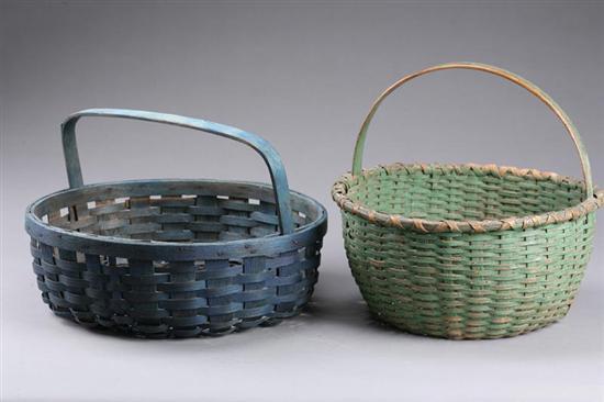 Appraisal: TWO PAINTED BASKETS American late th-early th century woven splint