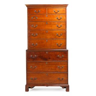 Appraisal: FEDERAL CHERRY CHEST ON CHEST Two short drawers above seven