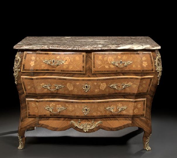 Appraisal: Good Louis XV-Style Rosewood Kingwood and Marble-Top Commode third quarter