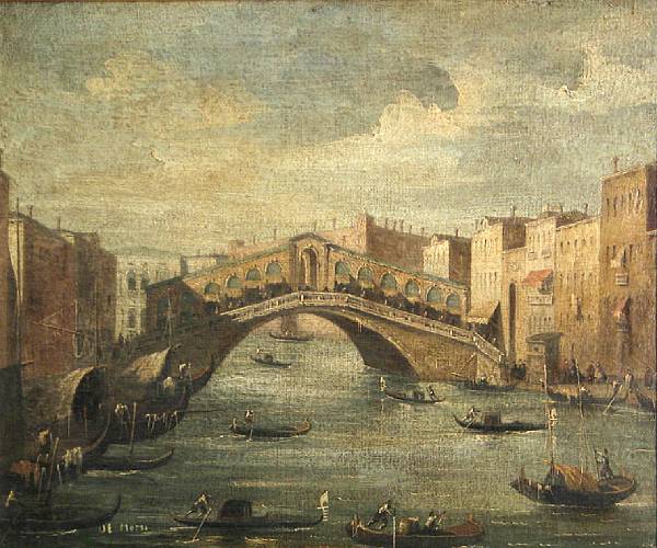 Appraisal: Italian School th Century A view of the Rialto Bridge